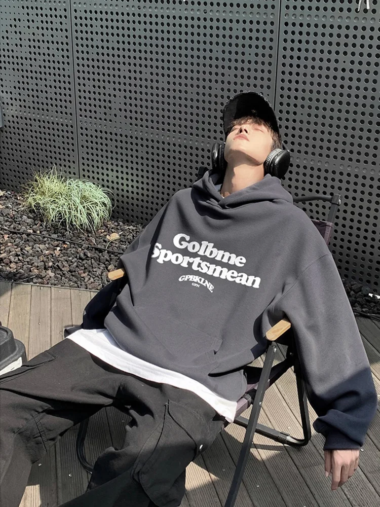 

Мужская толстовка в стиле ретро-американо, плотная, повседневная, на весну-осень, жесткая и прочная, бренд Zhongan, модная, для подростков