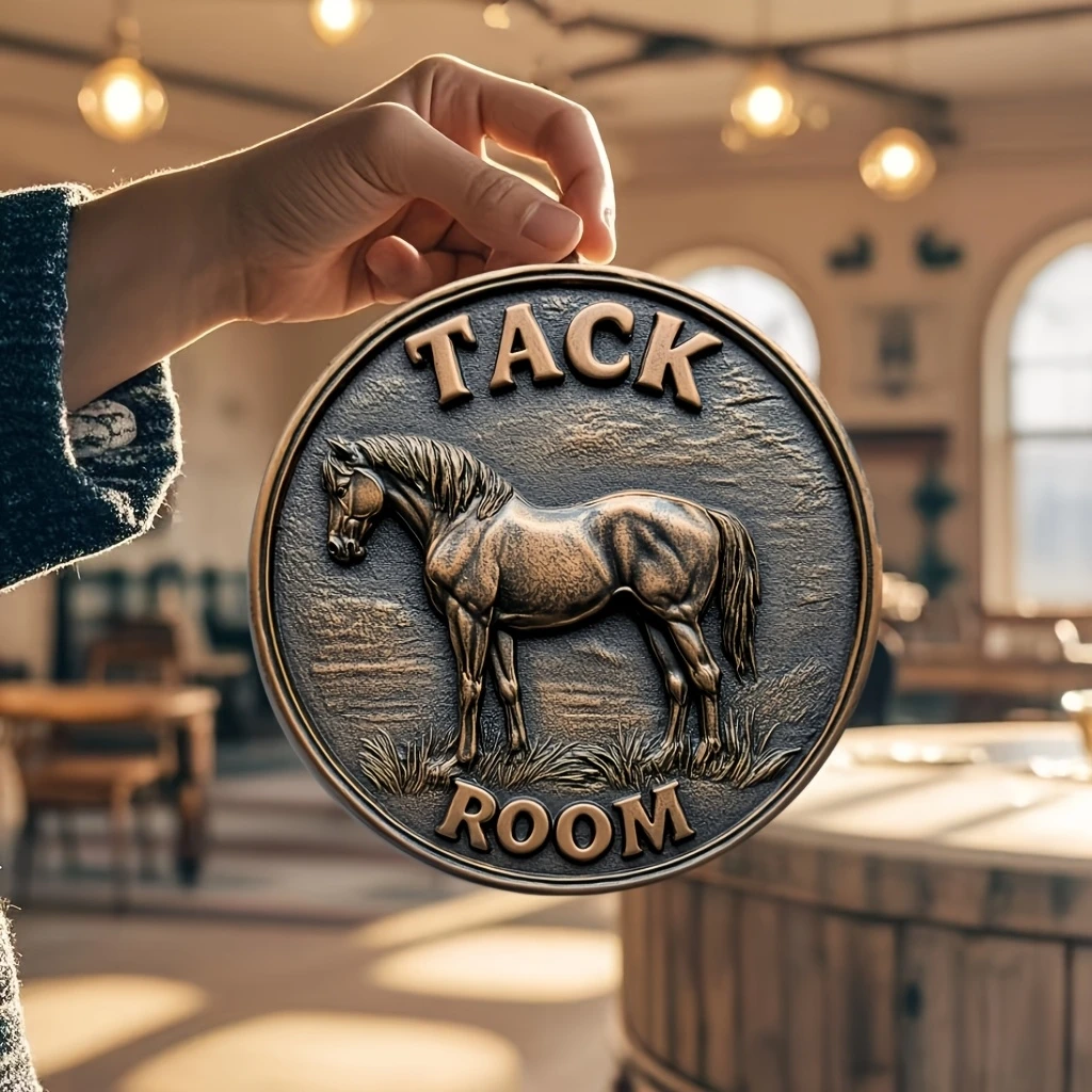 Tanda Kayu Bulat Datar 8in 2D Tanda Kayu Kuda Lucu, Poster Antik Kuda Yang Dibesarkan Secara Menyeluruh, Hadiah Pecinta Kuda Lucu