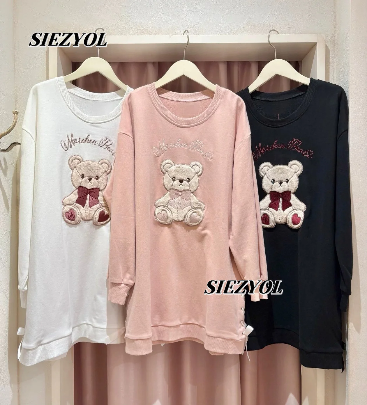 Cartoon Sticker Embroidered Sweatshirt Dress Japanese Cute Soft Waxy Autumn and Winter New Versatile Long-sleeved Straight Dress