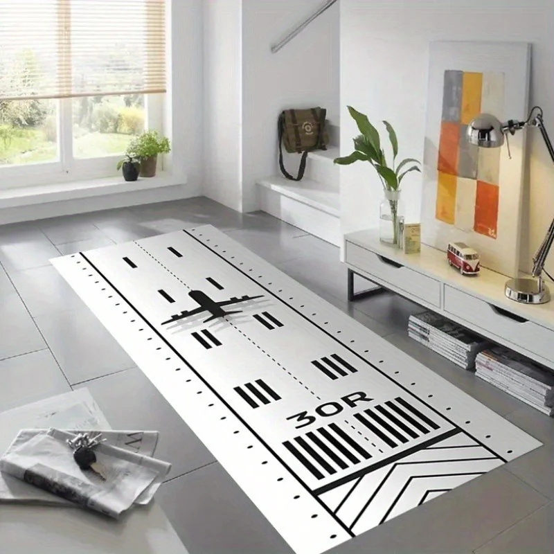 VIKAMA Airport Runway Runner Carpet Children's Room Bedroom Bedside Carpet Corridor Balcony Anti-Slip Mat Home Decoration