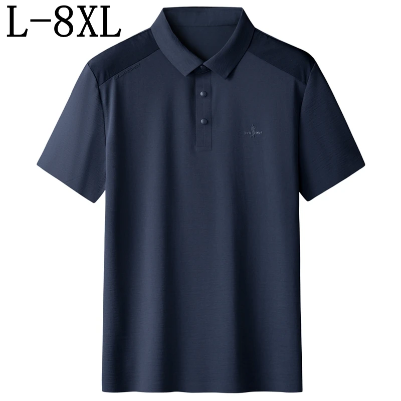 8XL 7XL 6XL 2026 New Summer High End Luxury Ice Silk Breathable Polo Shirt Man Tops Fashion Print Mens Shirts Loose Polos Homme