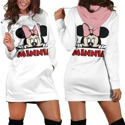 Minnie Disney Womens Hoodie Dress Sweater Dress Sweatshirt Dresses Hoodie disney hoodie dress