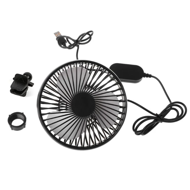 

652F Car Air Vent USB Fan 3 Speed 5V 360 Degree Rotation Adjustable Electric Blower with ON OFF Universal