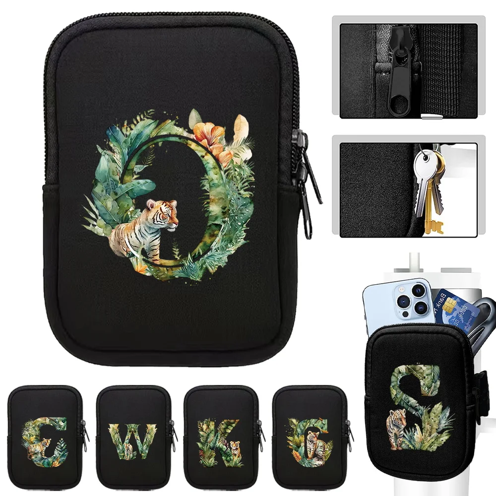 Outdoor Sports Water Bottle Pouch Handheld Jungle Tiger Letter Series Water Bottle Bags Fitness Accessories Zipper Storage Bag