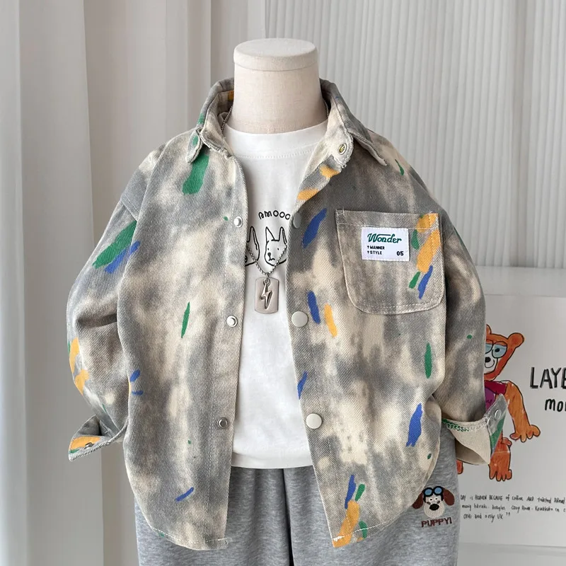Boys' Denim Shirt Jacket Spring Autumn New Style Children's Fashion Big Size Clothing for Kids