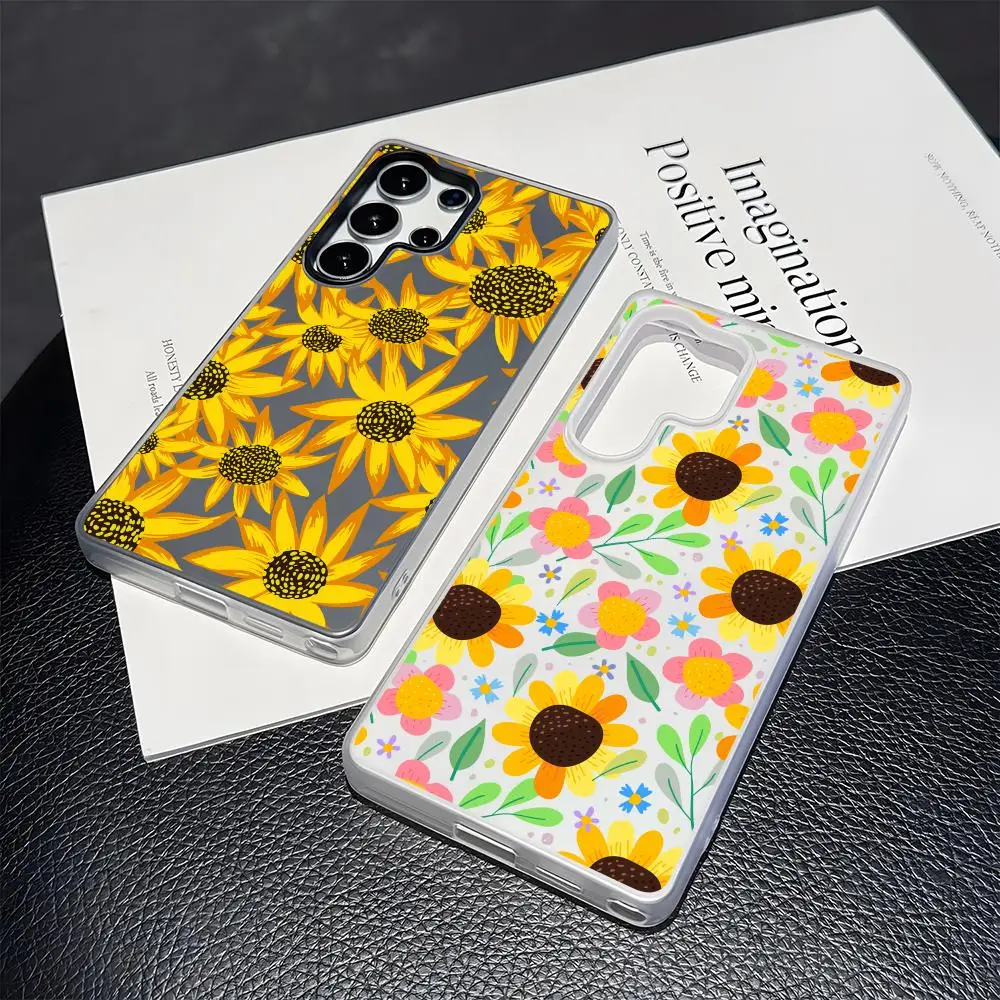 Yellow Sunflower Phone Case 2-in-1 Detachable Clear Case for Samsung S26-S22 Multi-Color Card Holder Soft TPU view 2