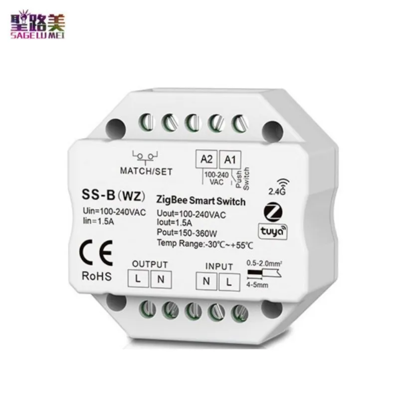 SS-B(WZ) 1CH*1.5A ZigBee/RF Push Switch SS-B(WT) WiFi/RF Push Switch Tuya App SS-B 1.5A RF+Push Switch AC100-240V Smart switch