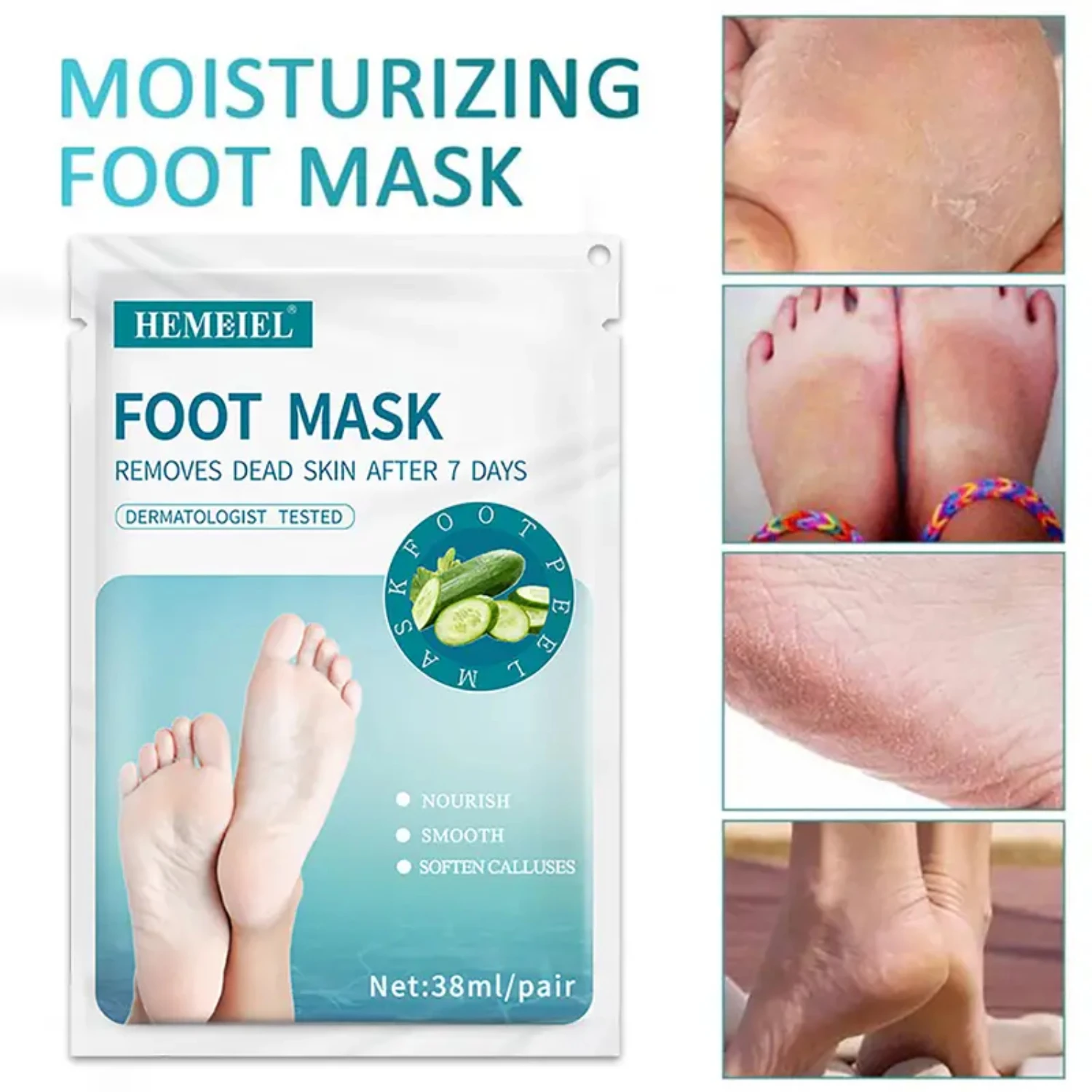 HIMEIEL Moisturizing Foot Peel Masks - 2 Pairs for Dry Skin, 1 Week to Baby-Soft Feet, Repairs Rough Toe Heels, Smooth and Silky