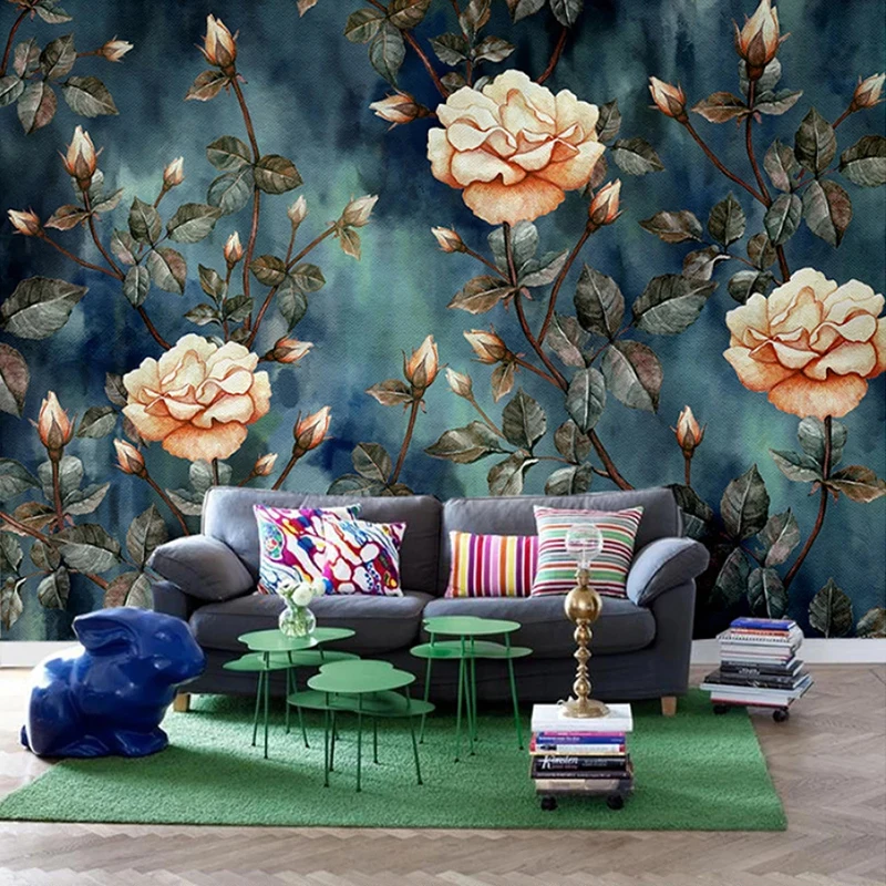 

Custom 3D Wallpaper Murals Retro Abstract Floral Wall Painting Study Living Room Bedroom Wallpaper Wall Covering Flower Mural