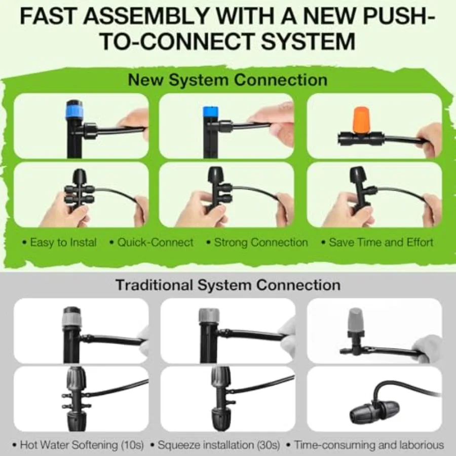 MIXC เรือนกระจก Micro หยดชลประทานชุดอัตโนมัติระบบชลประทาน Patio Misting พืชรดน้ําระบบ 1 4 นิ้ว 1 2 inc
