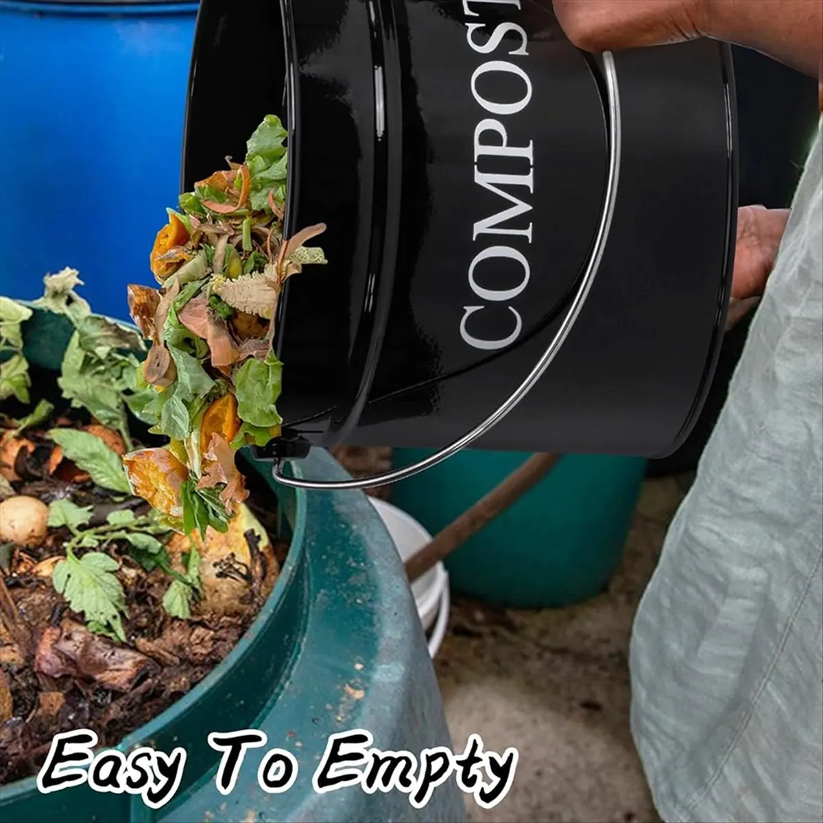 Kitchen Compost Bin for Kitchen Countertop, 1Gallon Compost Bucket for Kitchen with Lid, Black