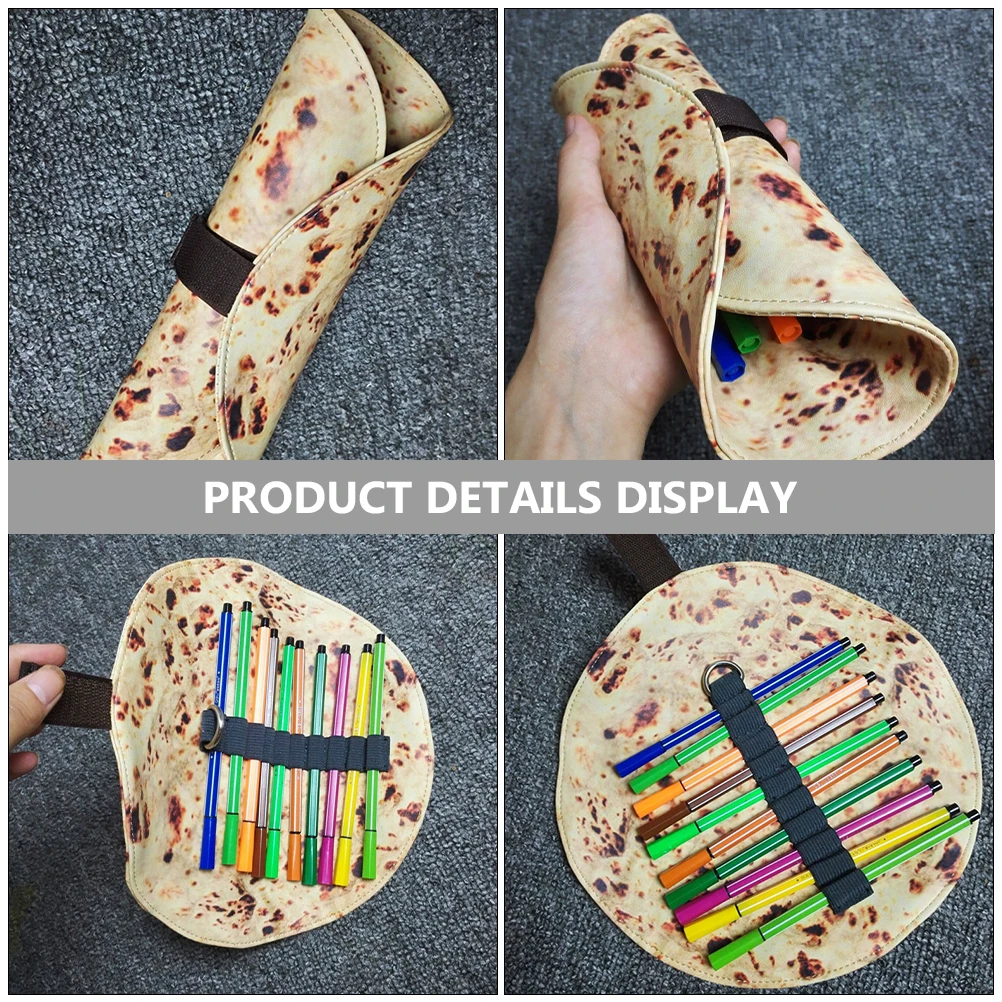 

2pcs Pencil Roll Tortilla Burrito Case Canvas Pen Pouch for Pencils Pens Colored Large Capacity Portable Organizer Bag Rolling