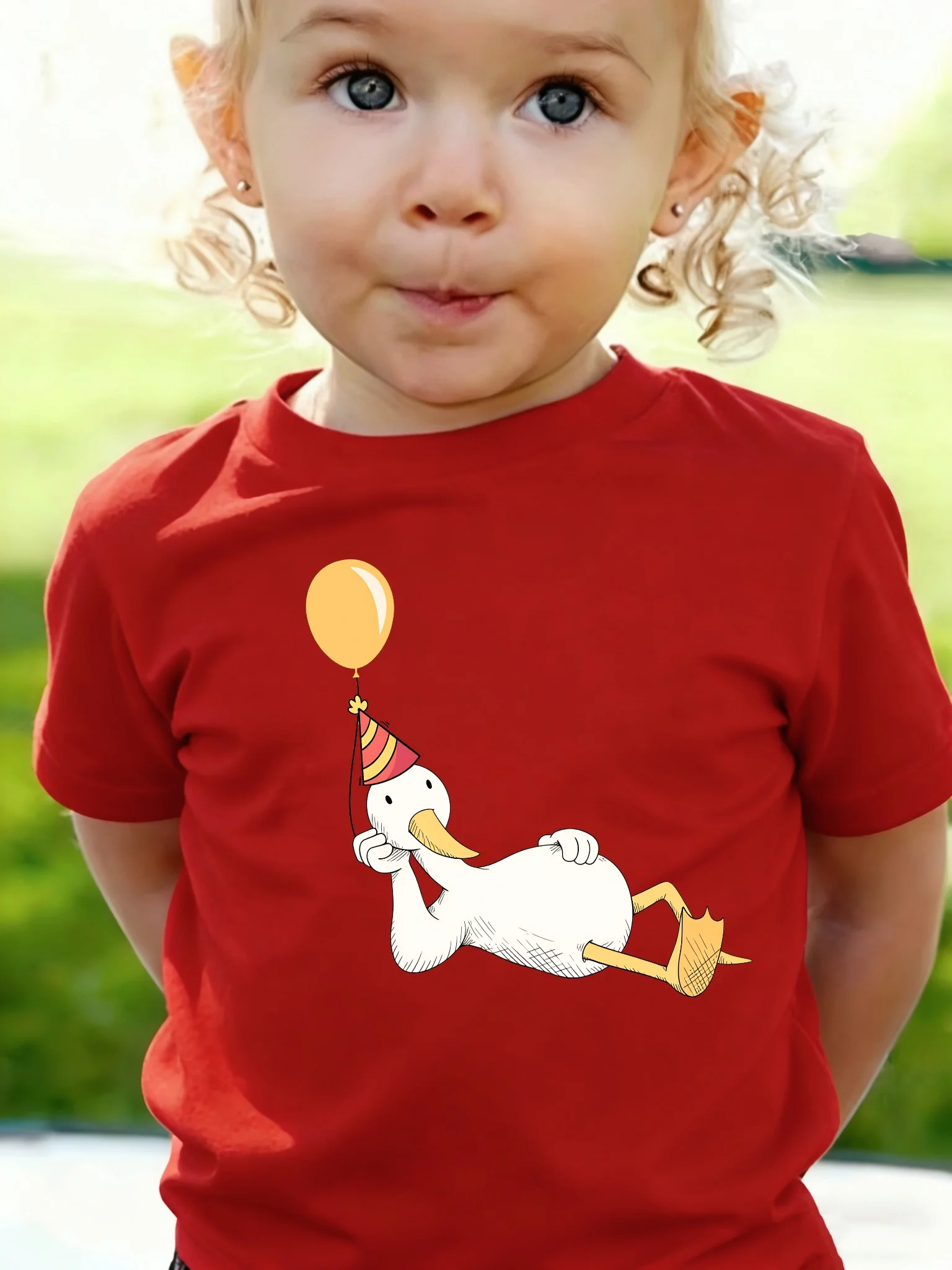 Party Goose Kids Tee Cute Cartoon Animal Print Boys Girls Family Matching Cotton Summer Short Sleeve Basic Children Tshirt