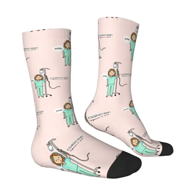 Fun Men's Baptism Of Nursing Student Dress Socks Unisex Breathbale Warm 3D Printing Medical Nurse Crew Socks