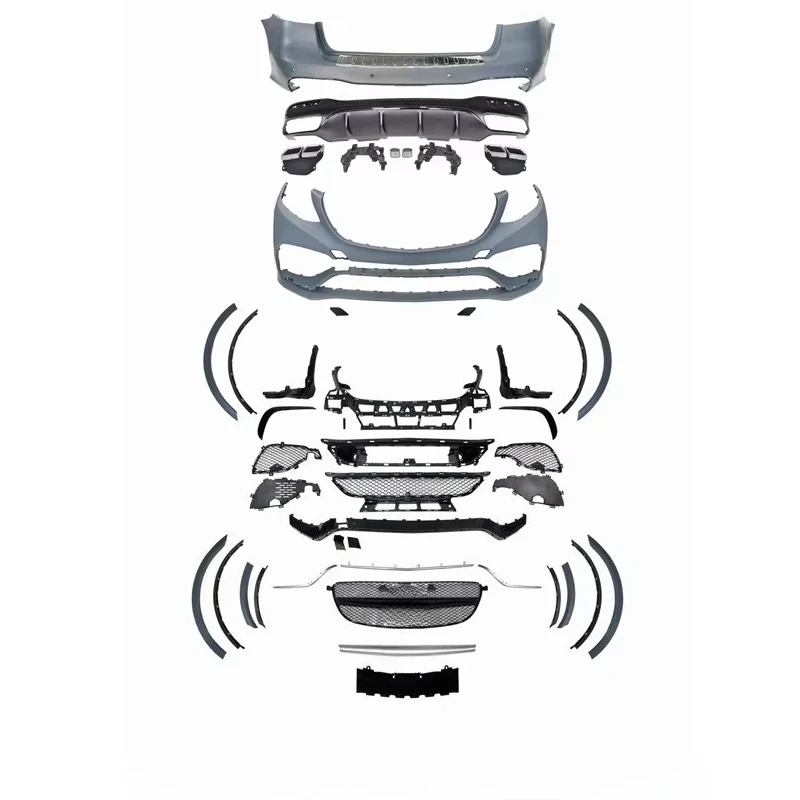 STLF New Posterior Labial Caudal Tube Middle Net Front Bumper for GLE CLASS W166 16-19y Upgrade GLE63 Body Kit Screw-On Includes