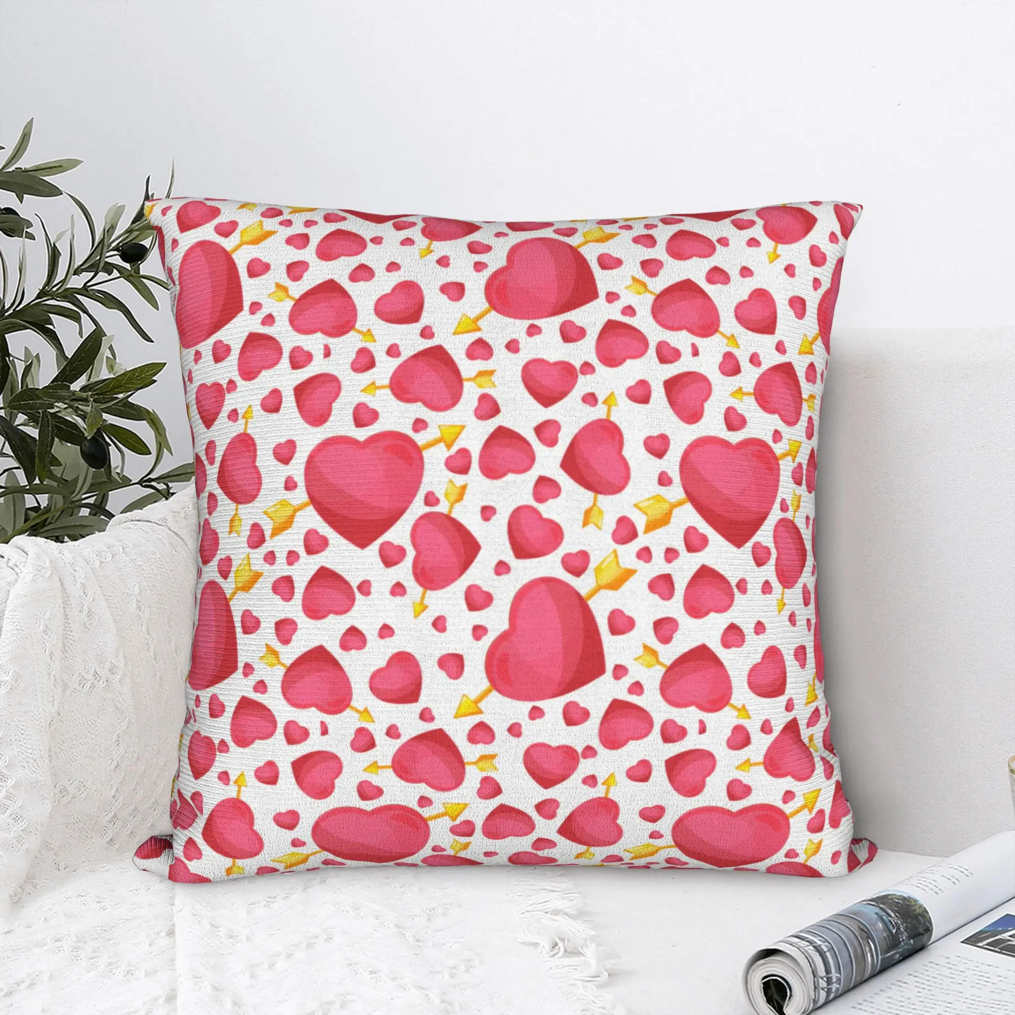 Romantic Hearts and Arrows Seamless Pillow Cover  Soft Cushion Cover Novelty Pillow Case For Sofa Couch Bed Living Room