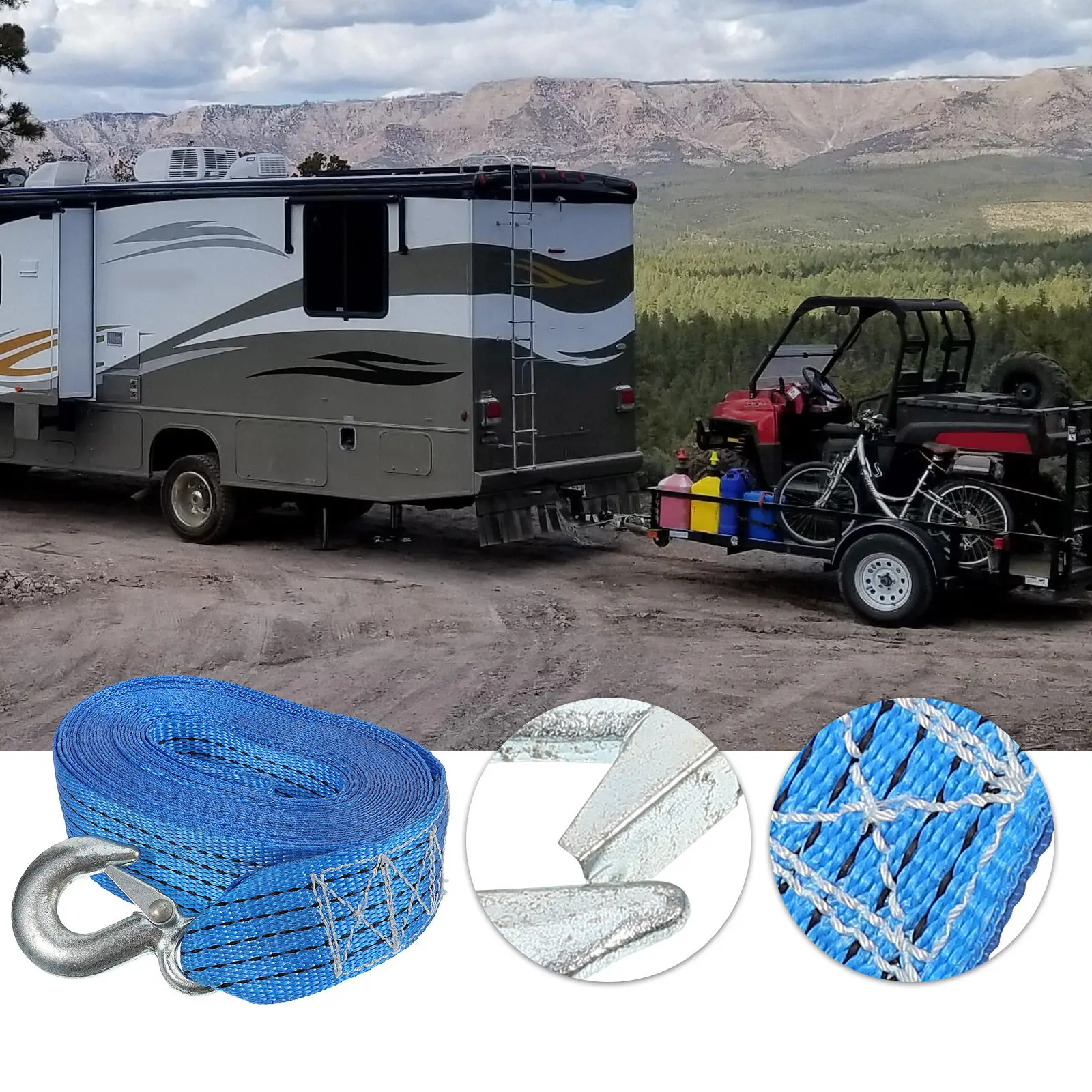 Tow Strap Belt Boat Towing Strap For Warehouse Worker 6M Heavy Duty Trailer Winch Polyester Webbing Boats Cars