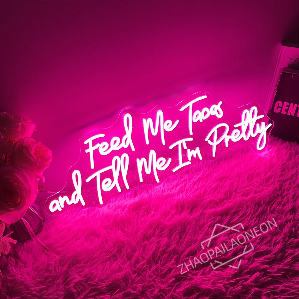Feed me Tacos Neon Signs Led Neon Signs for Wall Decor Led Neon Light for Tacos Shop Beer Bar Pub Restaurant Decor