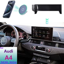 For Audi A4 B9 2020 2021 2022 2023 2024 Phone Holder Car Magnetic MagSafe Wireless Charging Car Mobile Phone Mount Screen Base