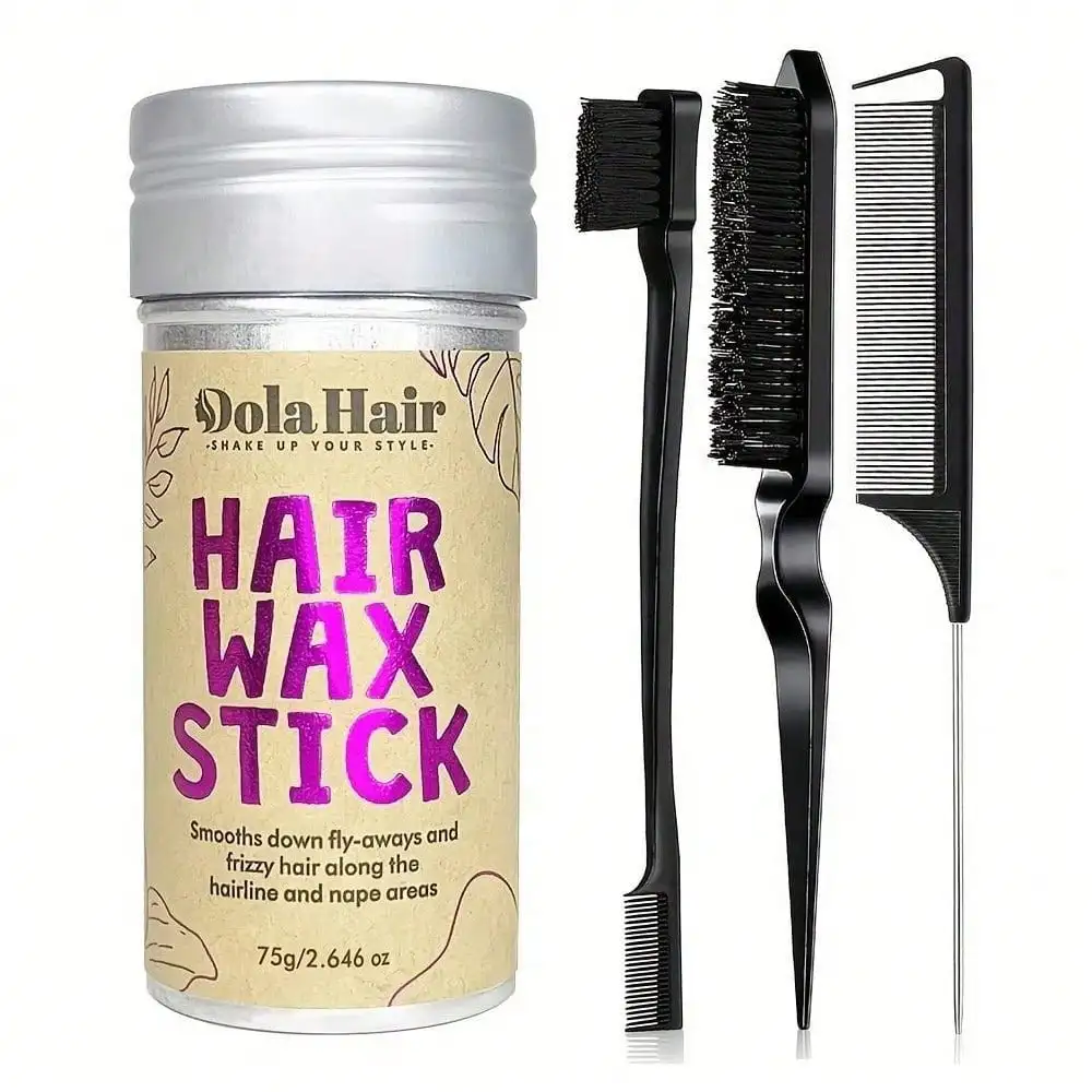 Set Hair Styling Products,Kit Includes:1 Hair Wax Stick For Lace Front, 1Bristle Hair Brush For Comb Hairline,1 Edge Brush For Keep Hair Edges Smooth,1 Tail Comb For Separatding Styling,
