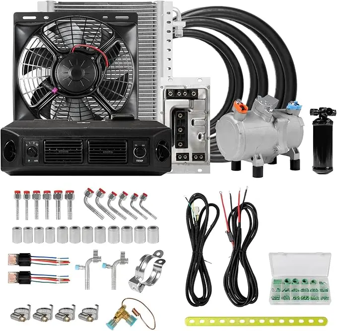 

TELCOOL 12V Car AC Kit System Under Dash Electric A/C Cooling & Heating for Trucks, RVs, Vans, Sedans, Vintage Cars & Excavators