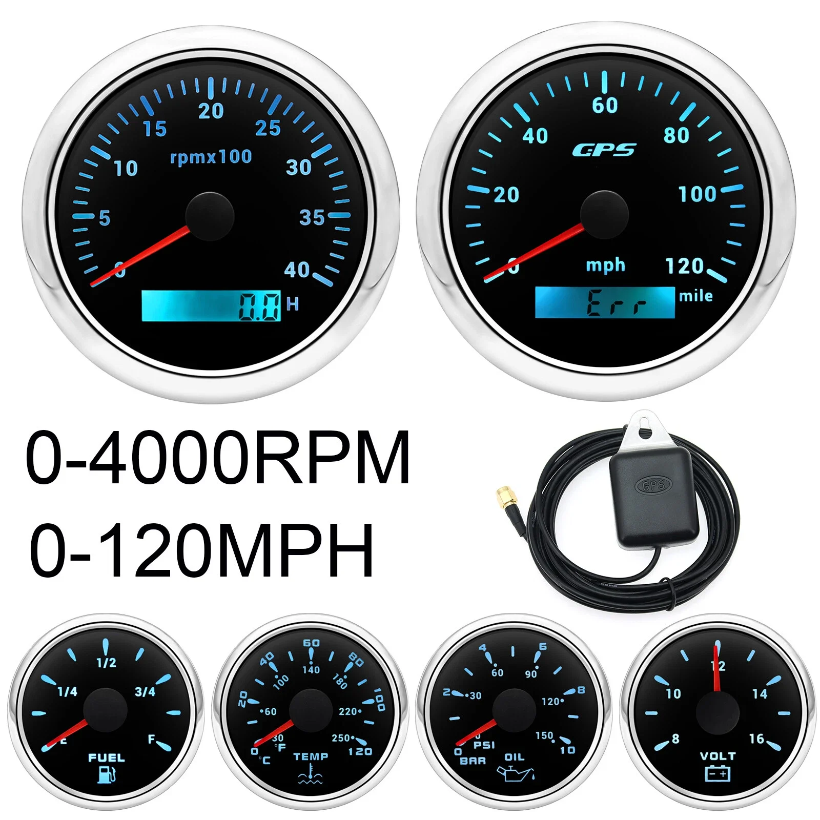 Car Instrument GPS Speedometer RPM Gauge Set