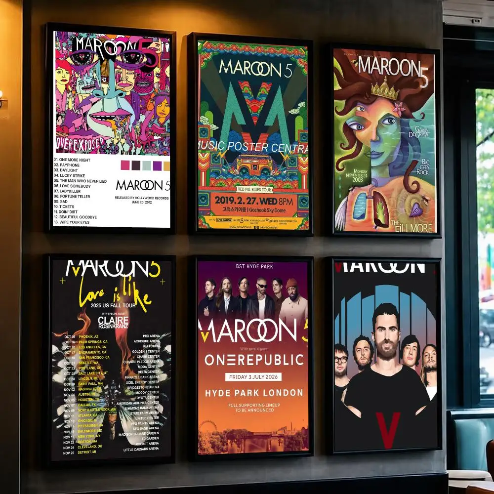 band M-Maroon 5-N Poster Decorative Wall Art Sticker for Cafe Office Bedroom and Living Room