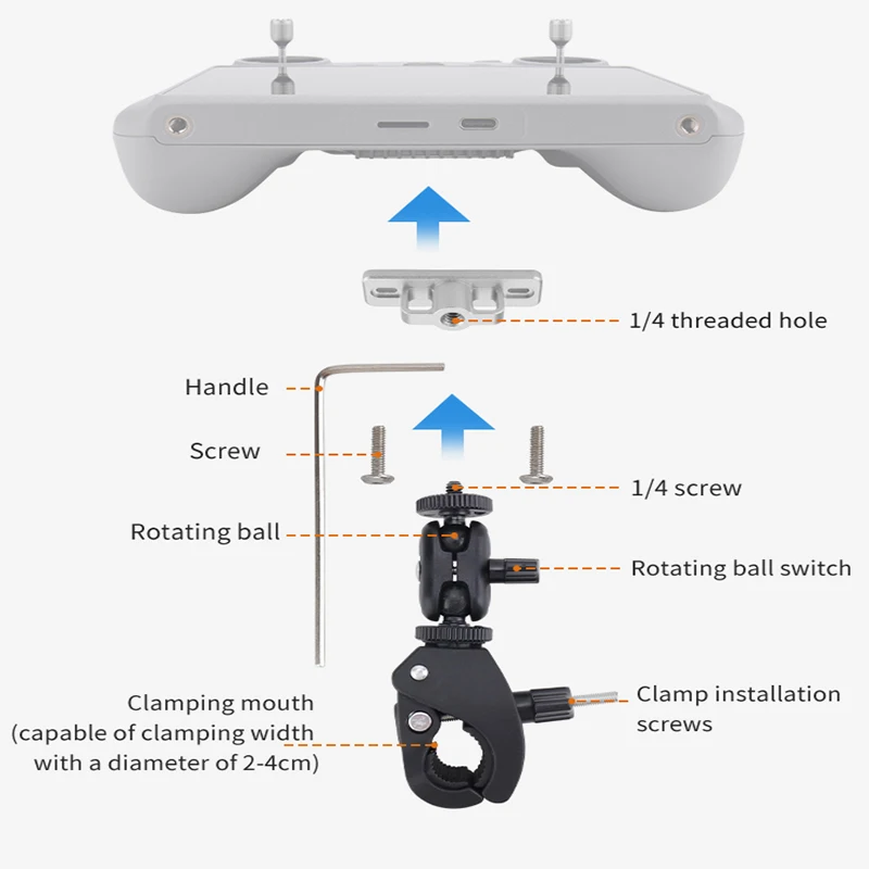 Bike Clip Mount for DJI Mini 3 4 Pro Bicycle Bracket Holder Fix Clamp Protable Clip for DJI RC RC 2 Remote Controller Accessory