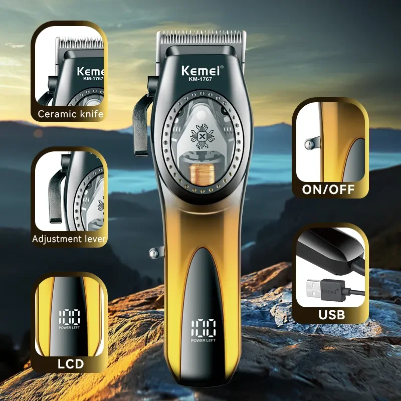 Kemei Trimmer KM-1767 KM-1556 Rechargeable Electric Hair Clipper Set LCD Shaver KM-1112 Dry And Wet Shaving Machine Cordless Kit