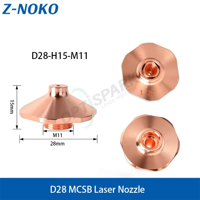 ZNK MCSB Laser Cutting Copper Nozzles D28 H15 M11 Ruffled Edge Protrusion Raised For HANS Precitec Raytools WSX HSG Cutter Head
