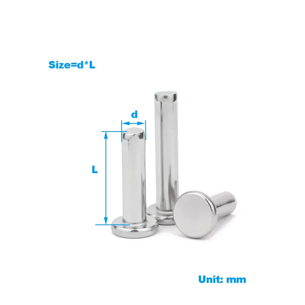 

304 Stainless Steel Solid Flat Head Rivet Impact Rivet M2M3M4M5M6M8-M20mm