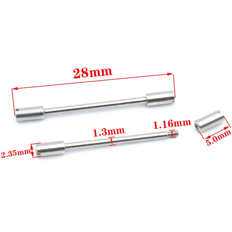 2ชิ้นอุปกรณ์ต่อสายนาฬิกาสกรูยาว28มม. สีเงินสำหรับ AP รอยัลโอ๊กนอกชายฝั่ง15706เครื่องมือซ่อมนาฬิกา15707