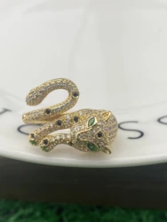 Simplicity Open Adjustable Luxury Leopard Head Totems CZ Rings