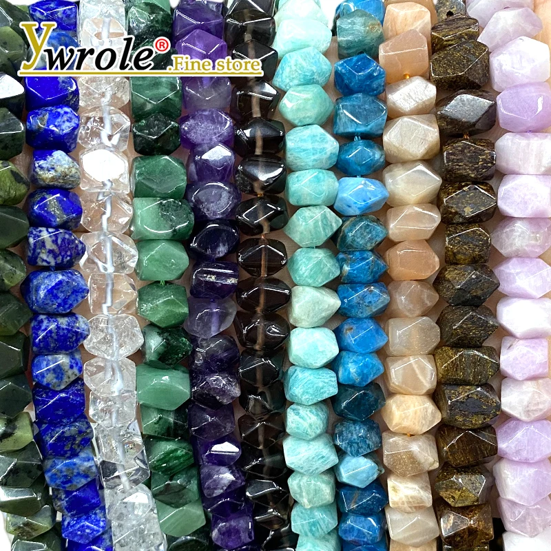 Gem Rough Processed Rondelle Kunzite Aquamarine Citrine Natural Stone Space Beads for Jewelry Making Diy Bracelet Accessories