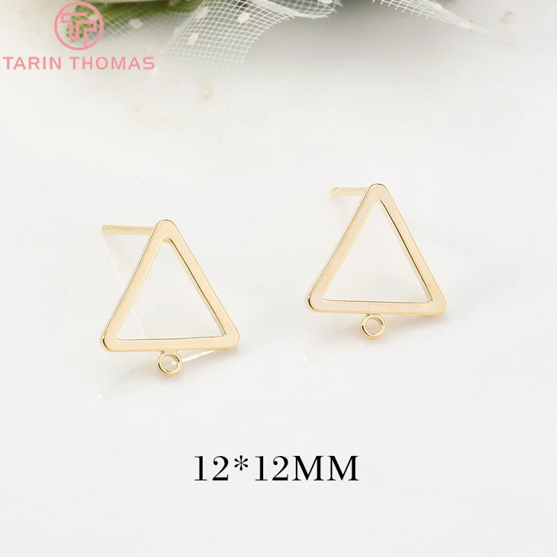 (2550)6PCS 24K Gold Color Plated Brass Shaped Stud Earrings for Jewerly Making Diy Jewelry Findings Accessories wholesale