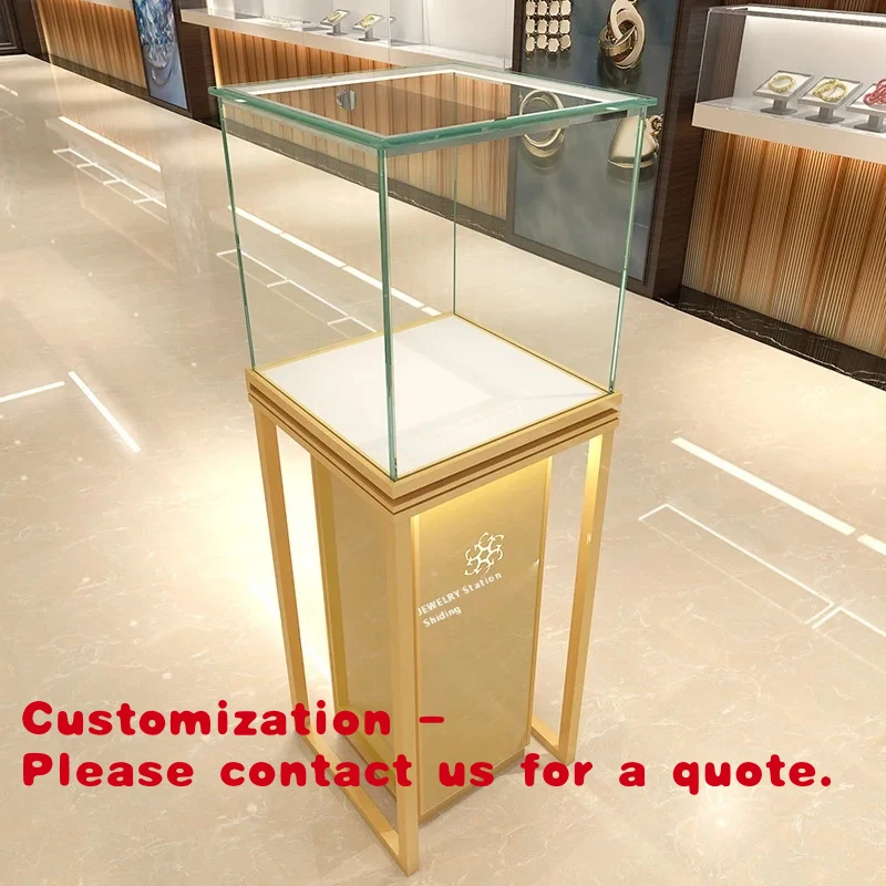 custom.Modern Jewellery Store Display Stand Jewelry Shop Showcase Furniture Pedestal Glass Display Jewelry