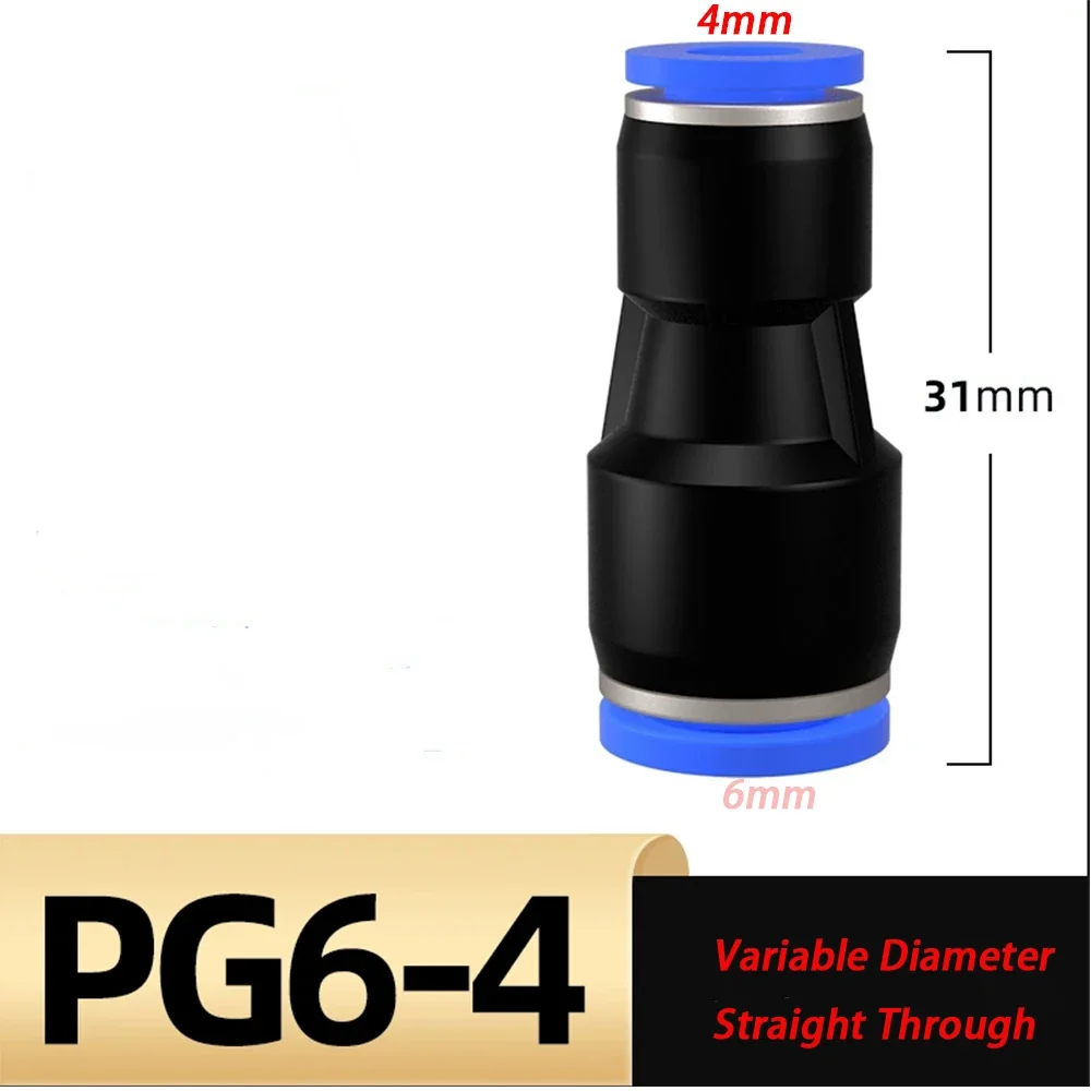 1Pcs  OD 4 6 8 10 12 14mm Pneumatic Joint Pipe Joint Pipe PG Straight Through Hose PBT Plastic Push In Air Quick Connector