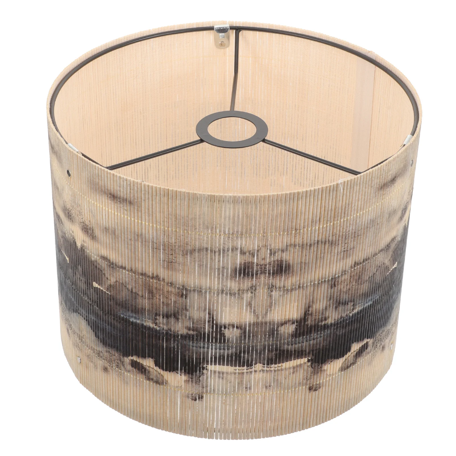 

Bamboo Lamp Shade Exquisite European Print Drum Chandelier Hanging Light Cover For Living Room Bedroom Home Decor Table Floor