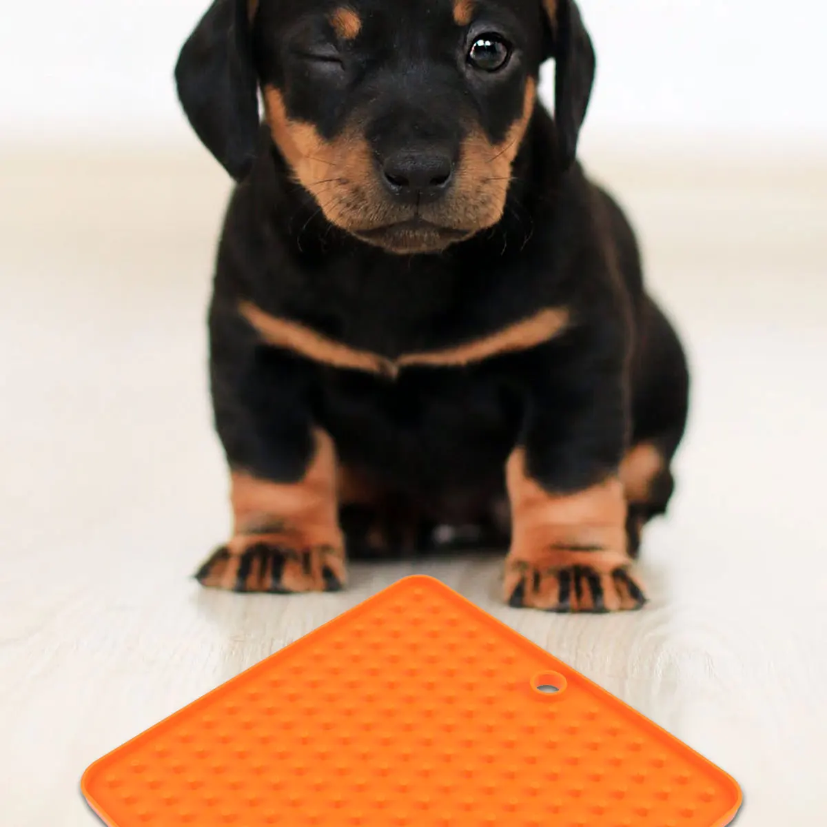 

Pet Feeding Pad Silicone Food Licking Cushion Creative Eating Pad Pet Supplies for Dog Puppy (Orange)