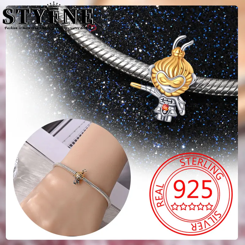 Travel Hobbies Games Beads 925 Sterling Silver Qi Tian Da Sheng Wukong Charm Women's Jewelry DIY Gift