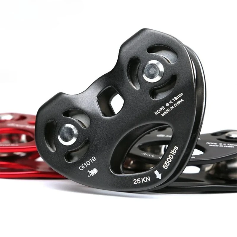 Professional Mountaineer Rock Climb Outdoor Exploration, High Altitude Traverse Carriage Magnalium Twin Wheels Pulley