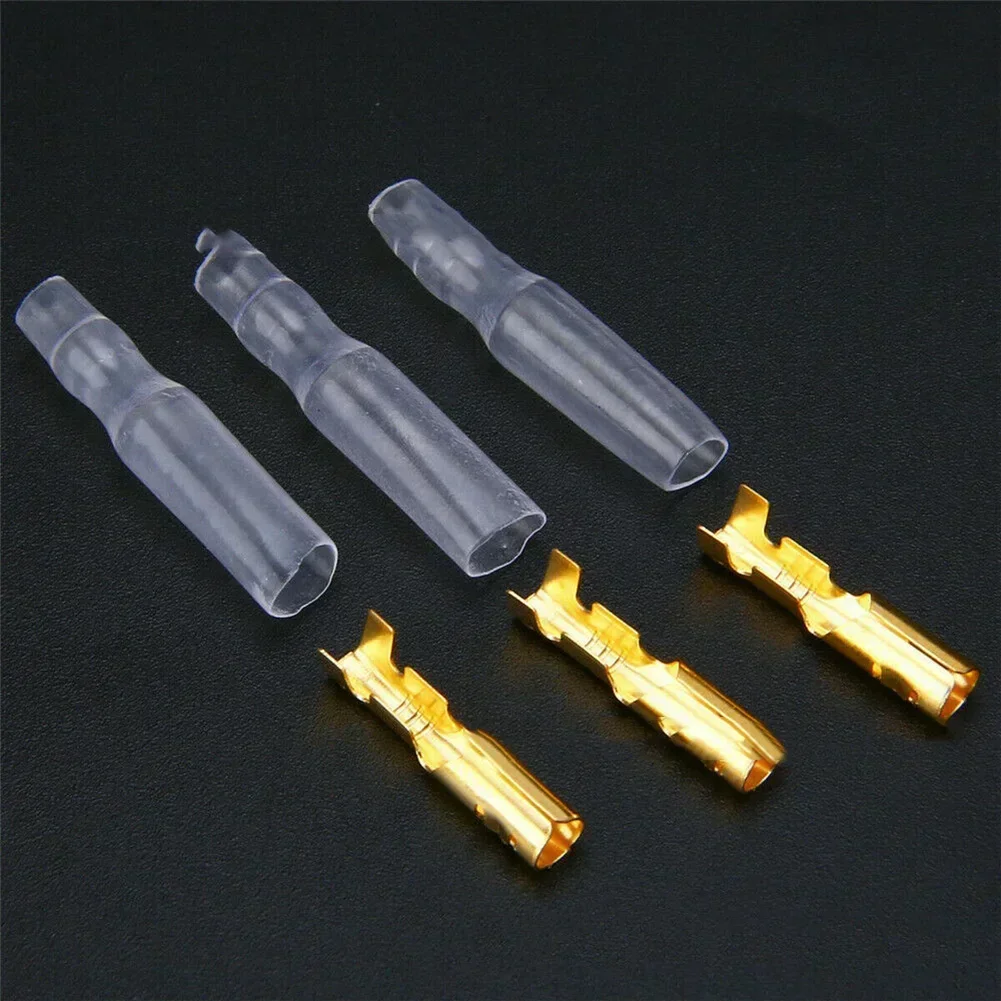 200x Connector Moto 3.9mm Male & 4.0mm Female 50 Set Terminal Uninsulated W/ Sleeve Connectors Electrical Insulation