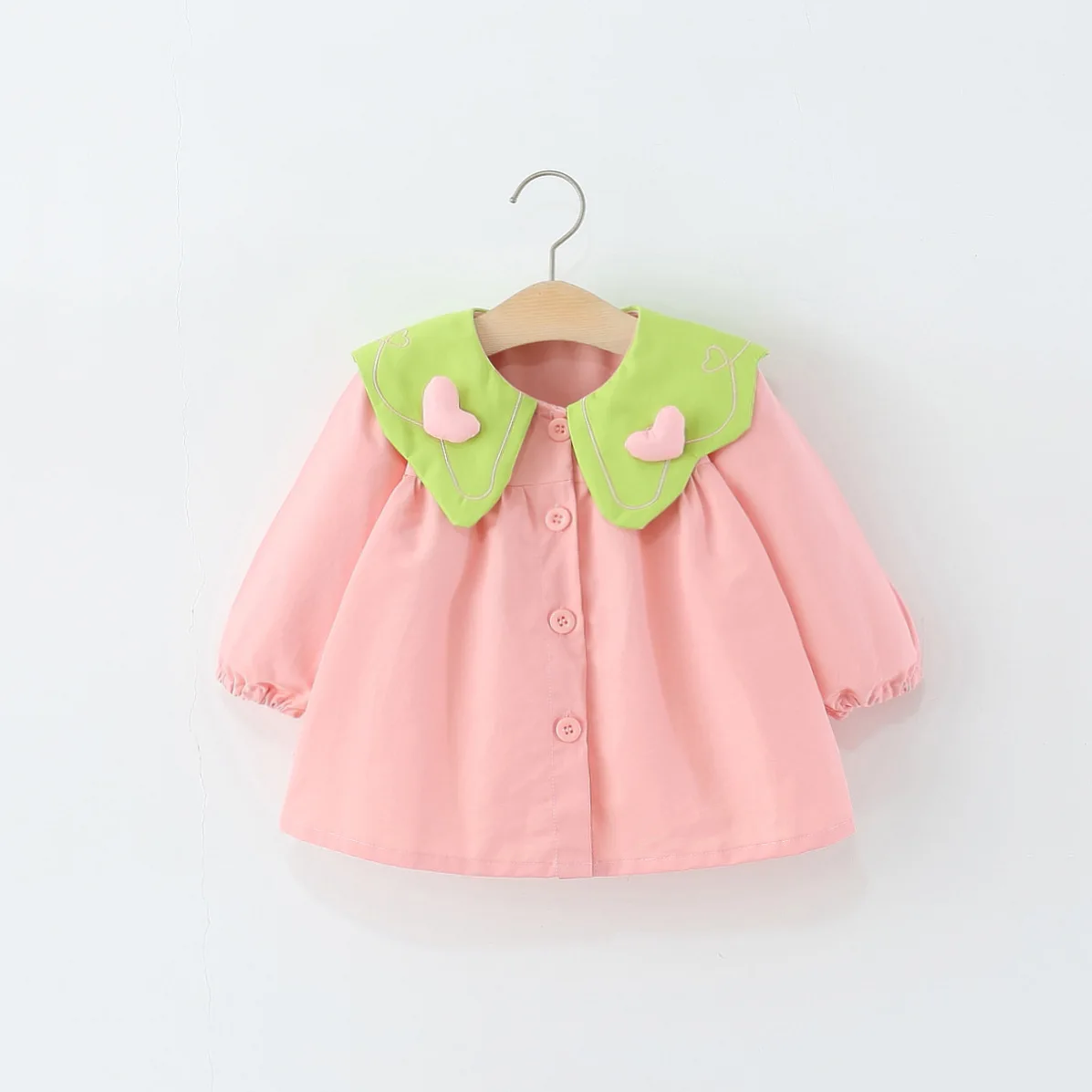 

2025 autumn new doll collar trench coat, girls collar embroidered jacket