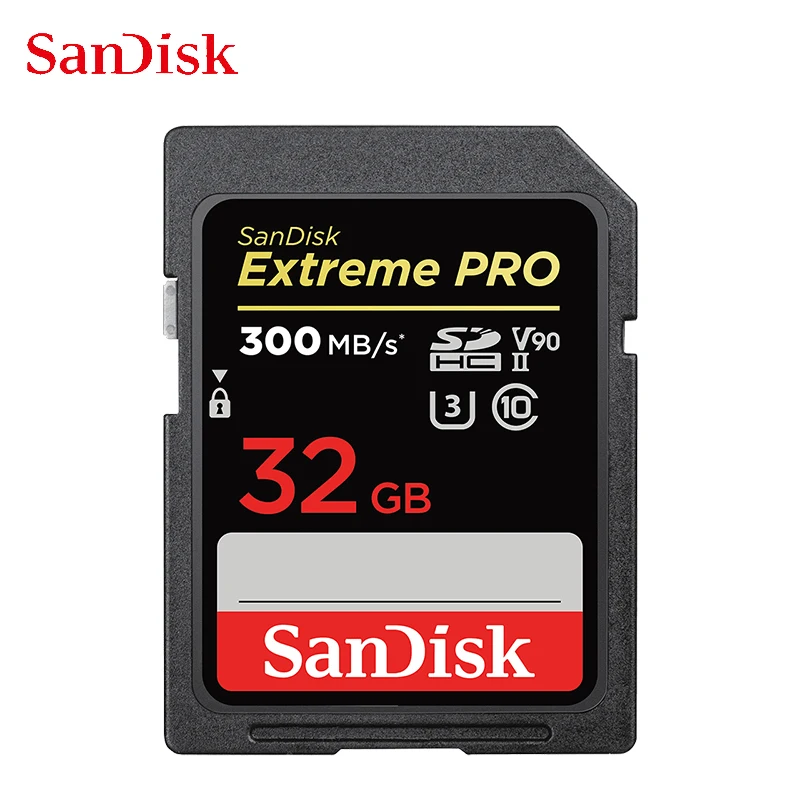 SanDisk-tarjeta SD Extreme PRO, Memoria Flash U3 V90 de 32GB, 64GB, 128GB, 128GB, 300M, 4K, SDH, SDXC, UHS-II, 8K, vídeo Full HD