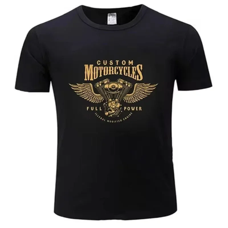 Trendiges 3D-Motorrad-Print T-Shirt für Herren, Sommerliches, Atmungsaktives Kurzarm-Oberteil, Vintage Streetwear für Männer
