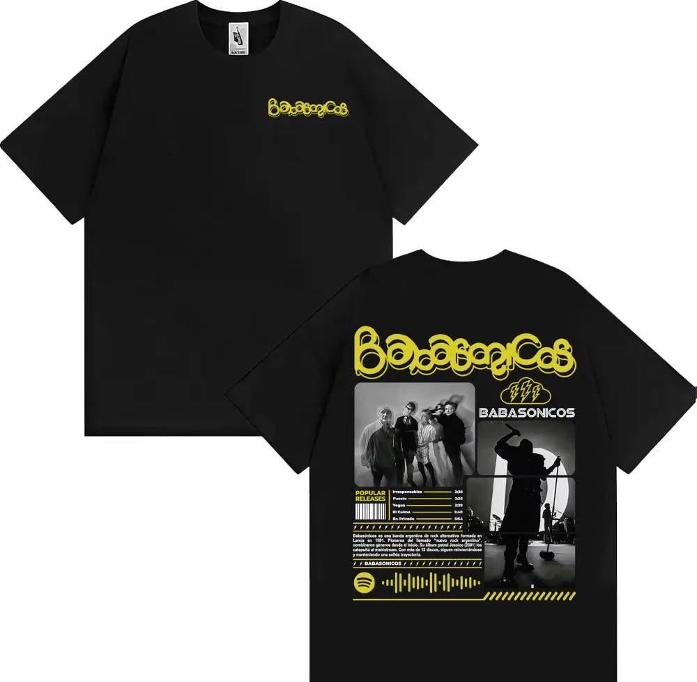 

Rock Band Babasonicos Album Tour Graphic T Shirt Men's Clothing Fashion Hip Hop Street T Shirts Summer Tops Short Sleeve T-shirt