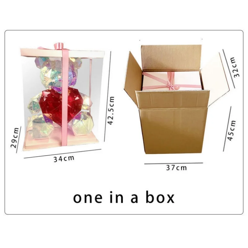 Holiday Gift Box Packaging Creative Colorful Glowing Bear Toy Girl Valentine Day Furniture Decoration Kawaii Women Accessories