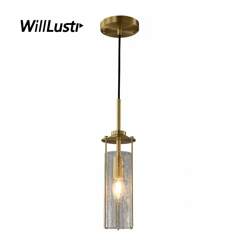 Creative Cracked Glass Pendant Lamp Luxury Copper Suspension Light Hotel Cafe Bar Staircase Villa Hanging Ceiling Chandelier