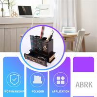 Multifunction Retro Wooden Pen Holder Book Shape Wood Craft Home Decor Pencil Desktop Storage Box Drawers Stationery Holder Gift