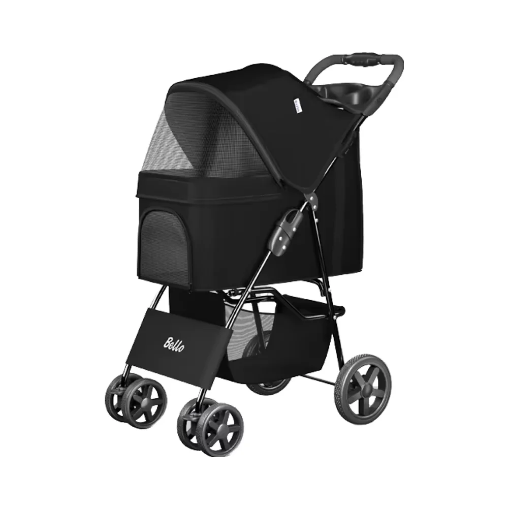 พร้อมส่ง รถเข็นสัตว์เลี้ยงพับได้ด้วยมือเดียว ราคาประหยัด 4 ล้อ สำหรับพาแมวและสุนัขเดินเล่นกลางแจ้ง